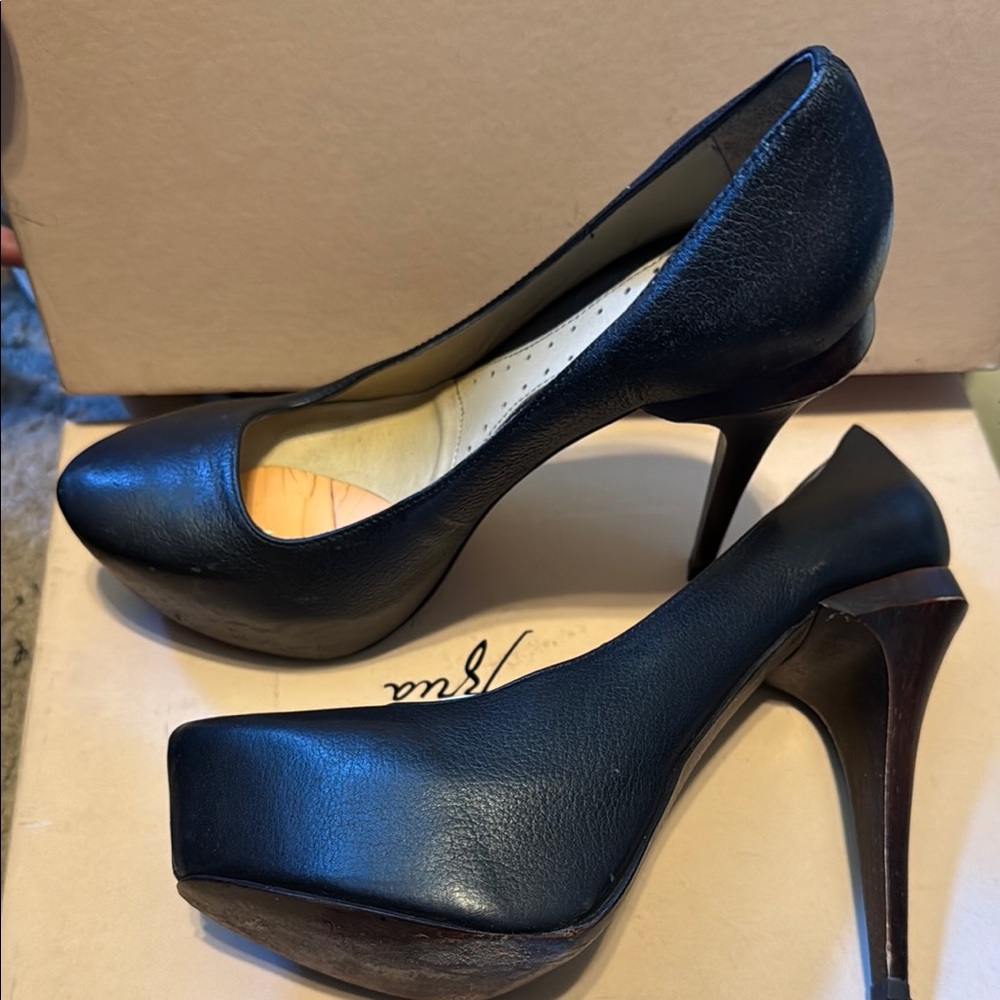 BCBGMaxAzria Black Leather Platform Heels
